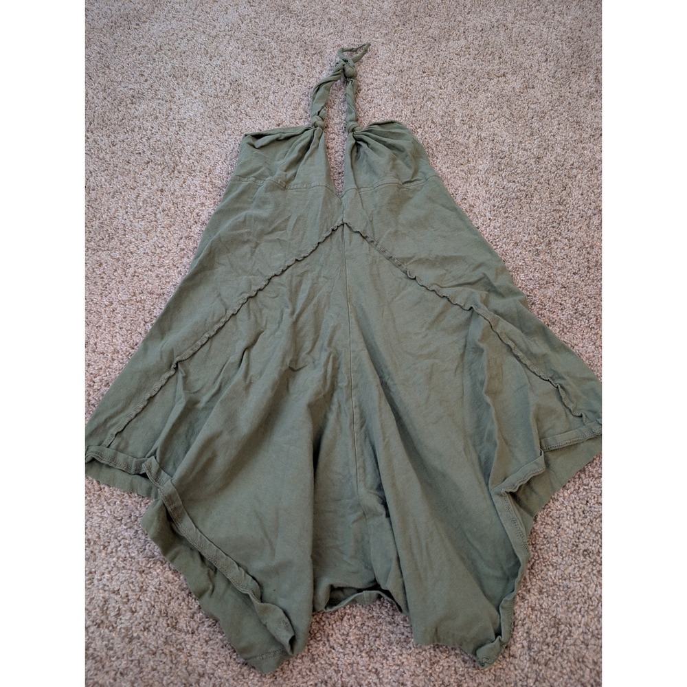 Mishu Olive Green Cotton Halter Top Handkerchief Hem Pixie Fairycore Medium